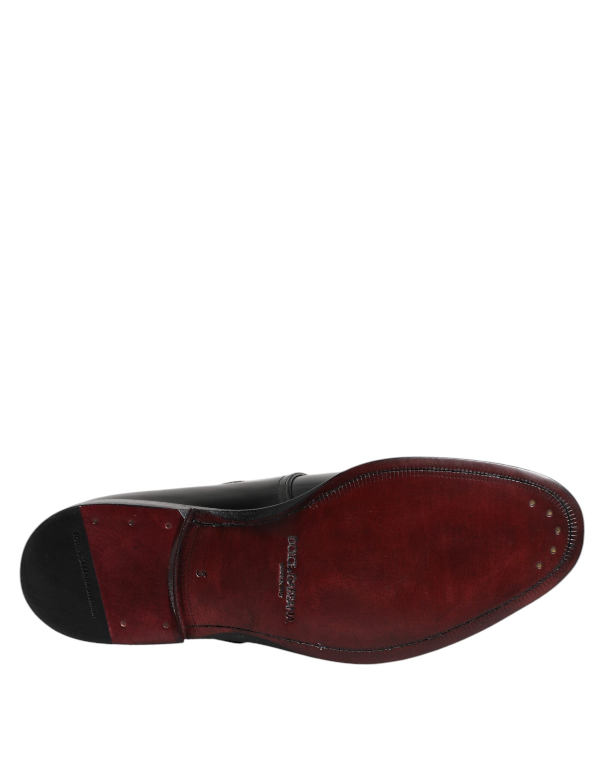 Dolce &amp; Gabbana Black Leather Monk Strap Derby Formal Shoes