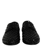 Dolce &amp; Gabbana Black Suede Rhinestone Derby Formal Shoes