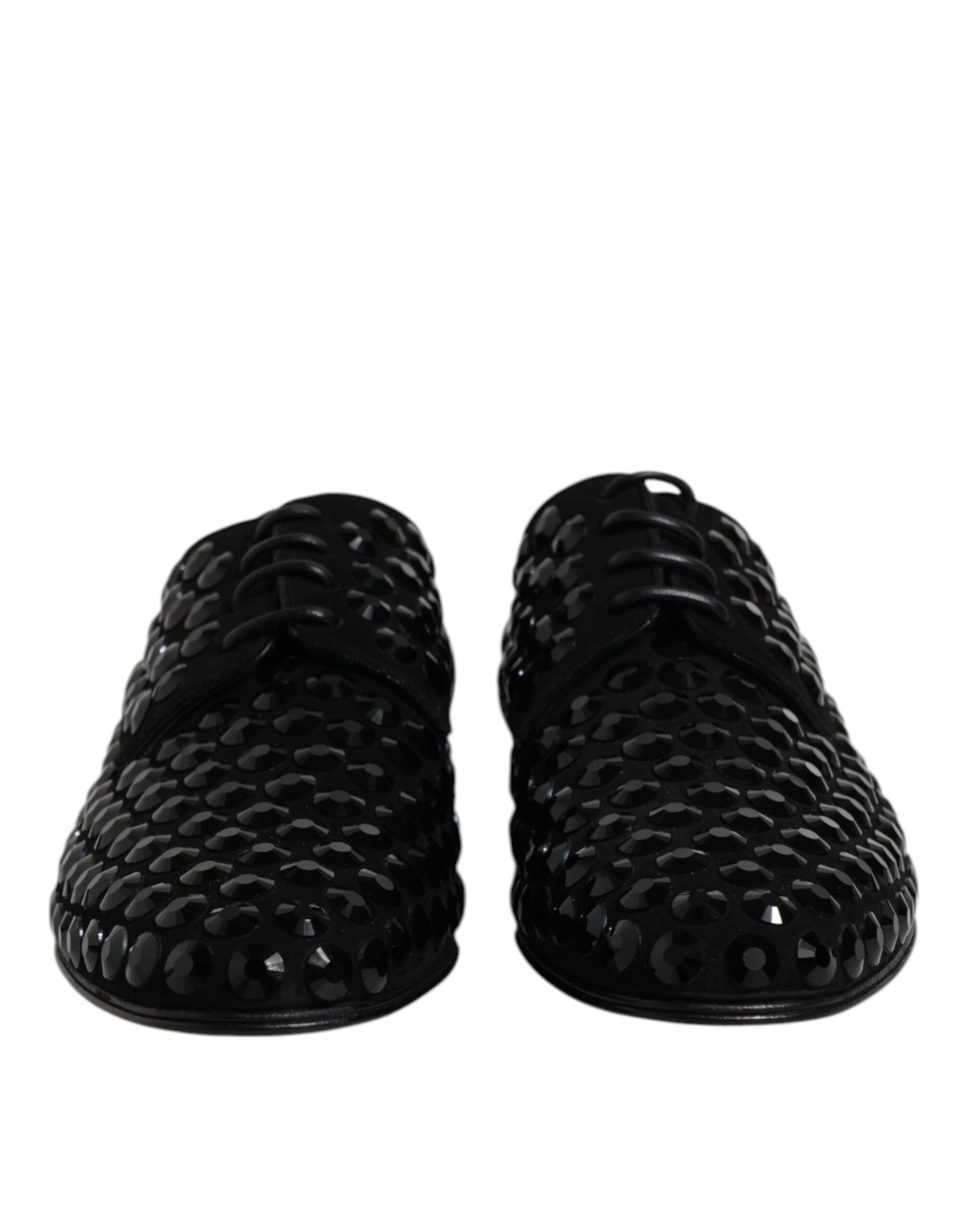 Dolce &amp; Gabbana Black Suede Rhinestone Derby Formal Shoes