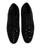 Dolce &amp; Gabbana Black Suede Rhinestone Derby Formal Shoes