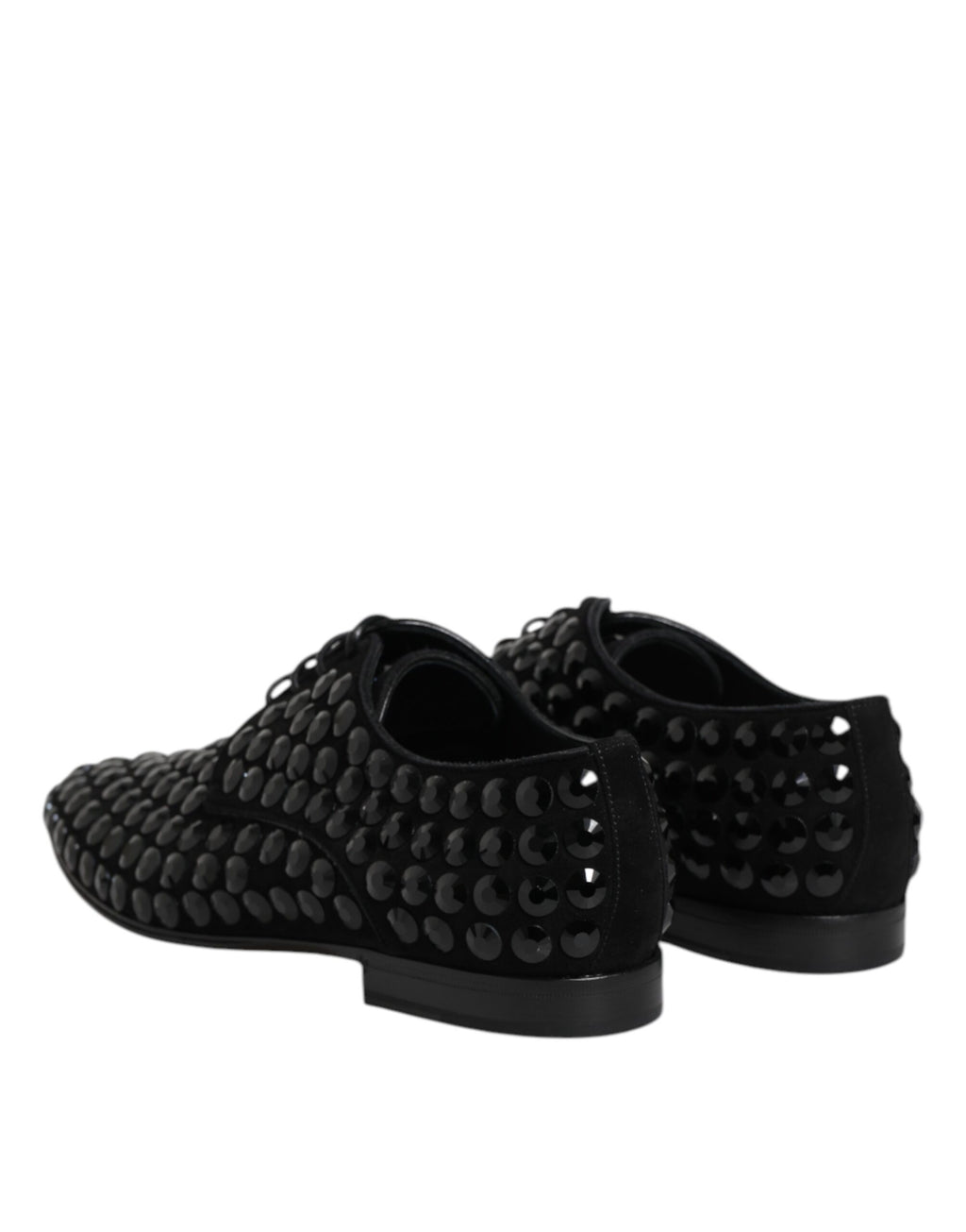 Dolce &amp; Gabbana Black Suede Rhinestone Derby Formal Shoes