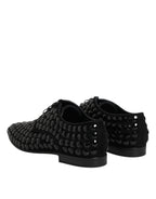 Dolce &amp; Gabbana Black Suede Rhinestone Derby Formal Shoes