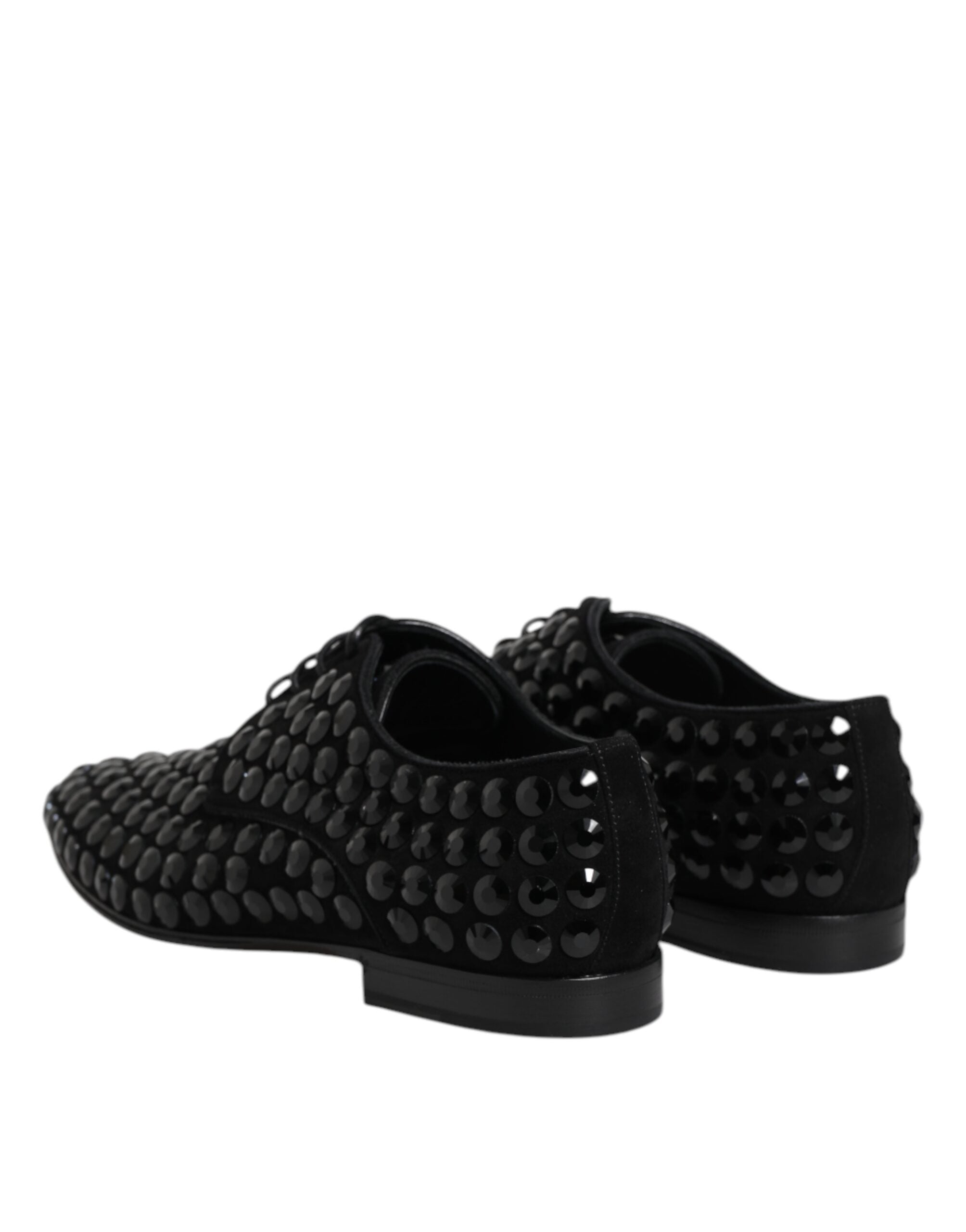 Dolce &amp; Gabbana Black Suede Rhinestone Derby Formal Shoes