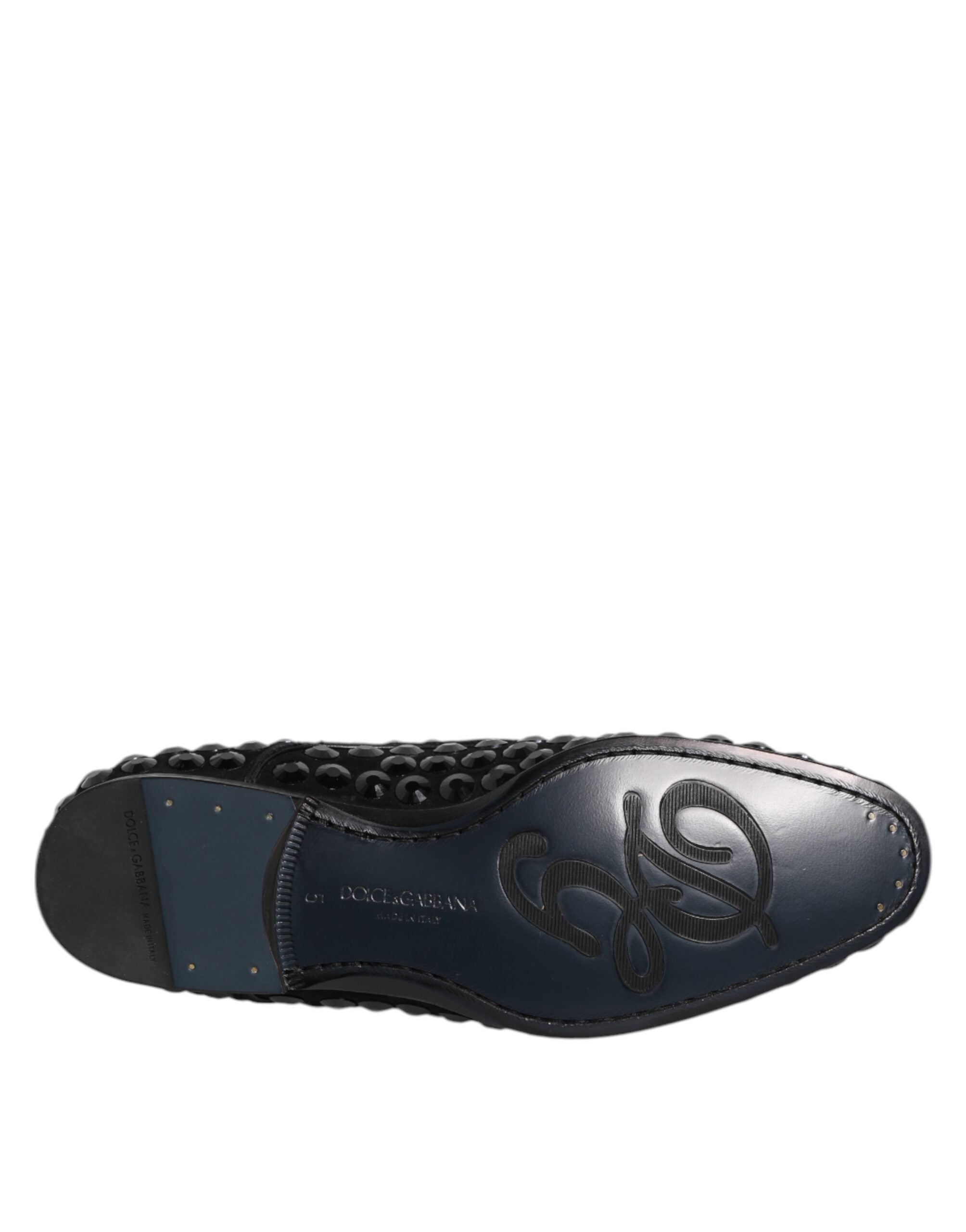 Dolce &amp; Gabbana Black Suede Rhinestone Derby Formal Shoes