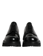 Dolce &amp; Gabbana Black Leather Lace Up Derby Men Dress Shoes