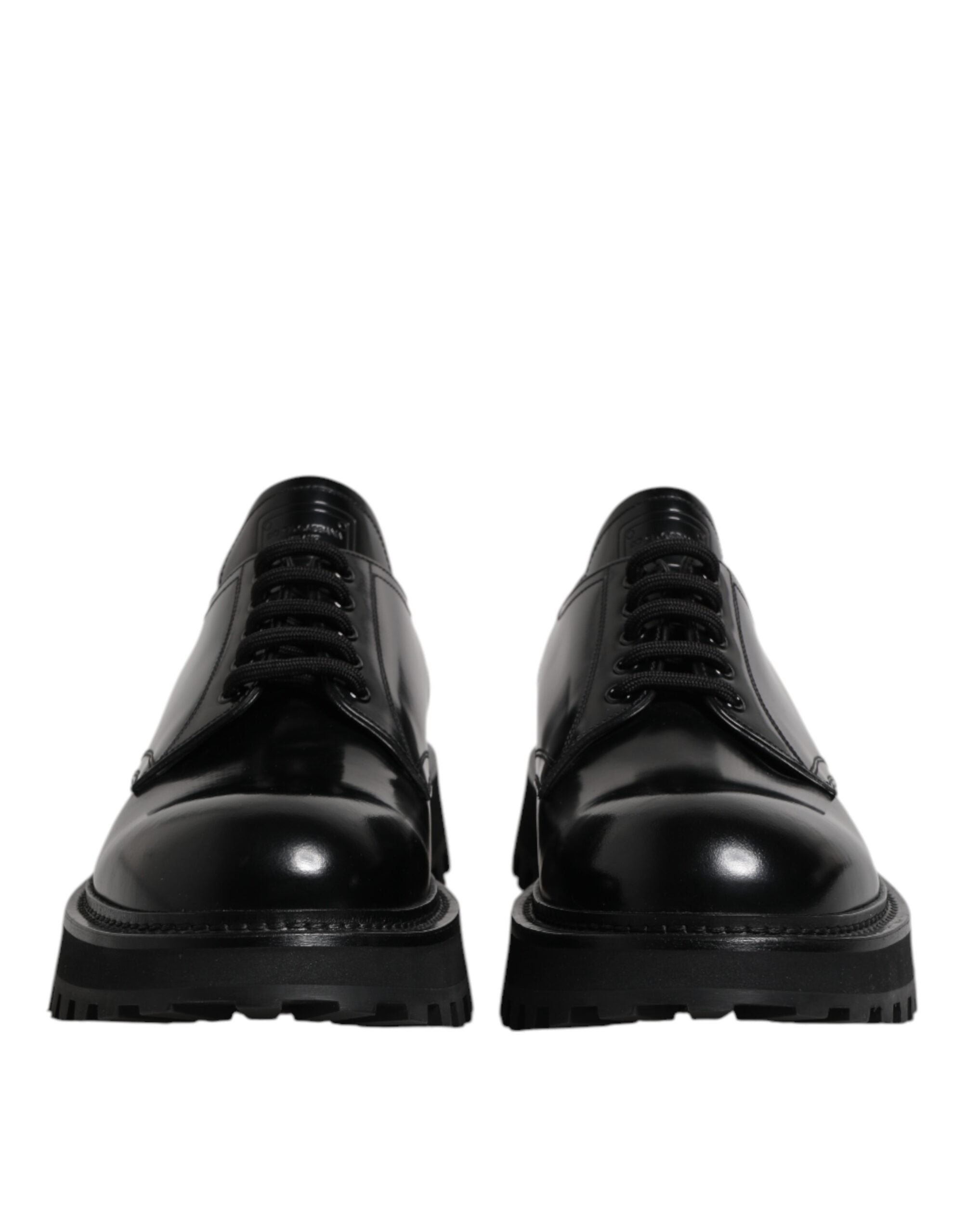 Dolce &amp; Gabbana Black Leather Lace Up Derby Men Dress Shoes