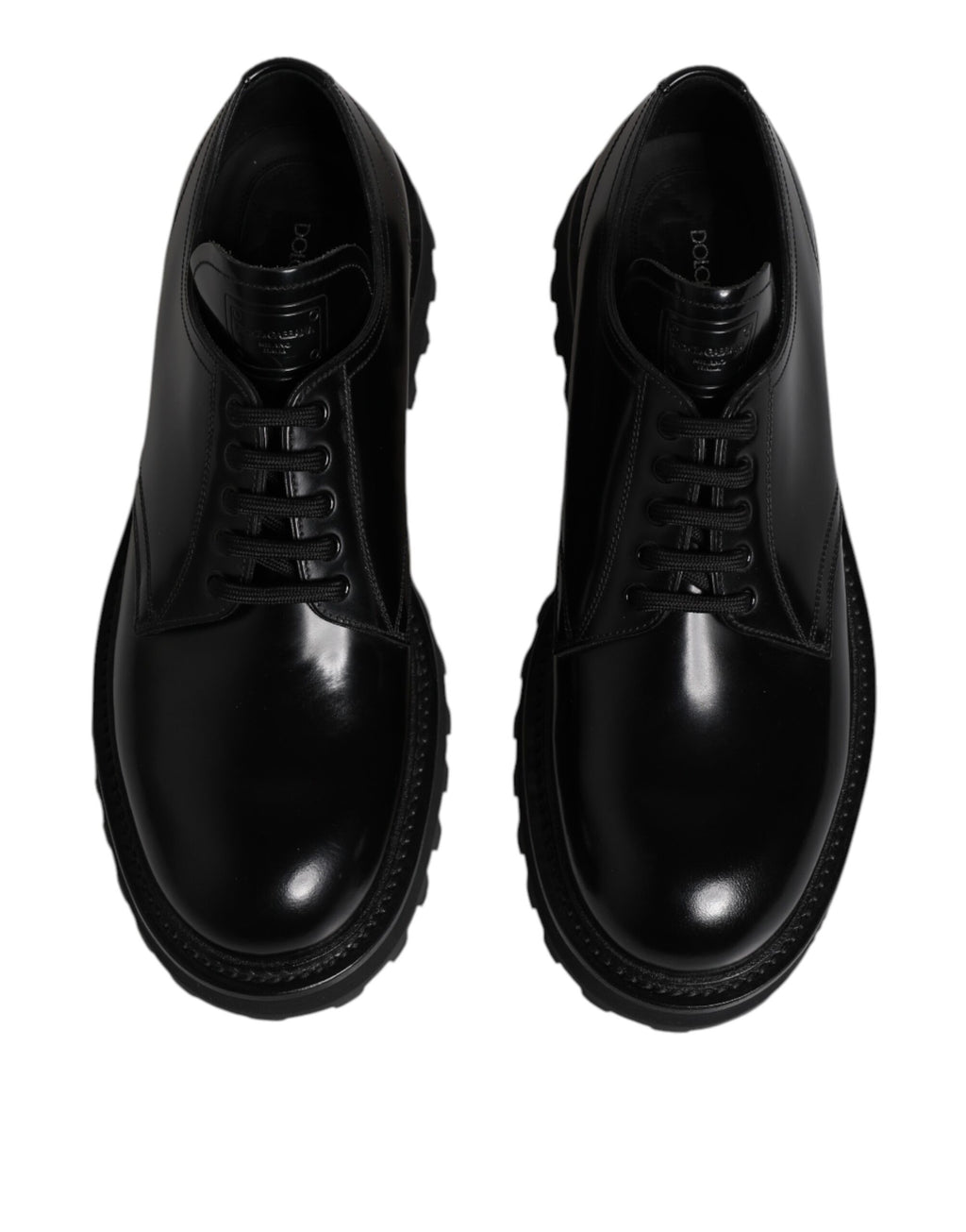 Dolce &amp; Gabbana Black Leather Lace Up Derby Men Dress Shoes