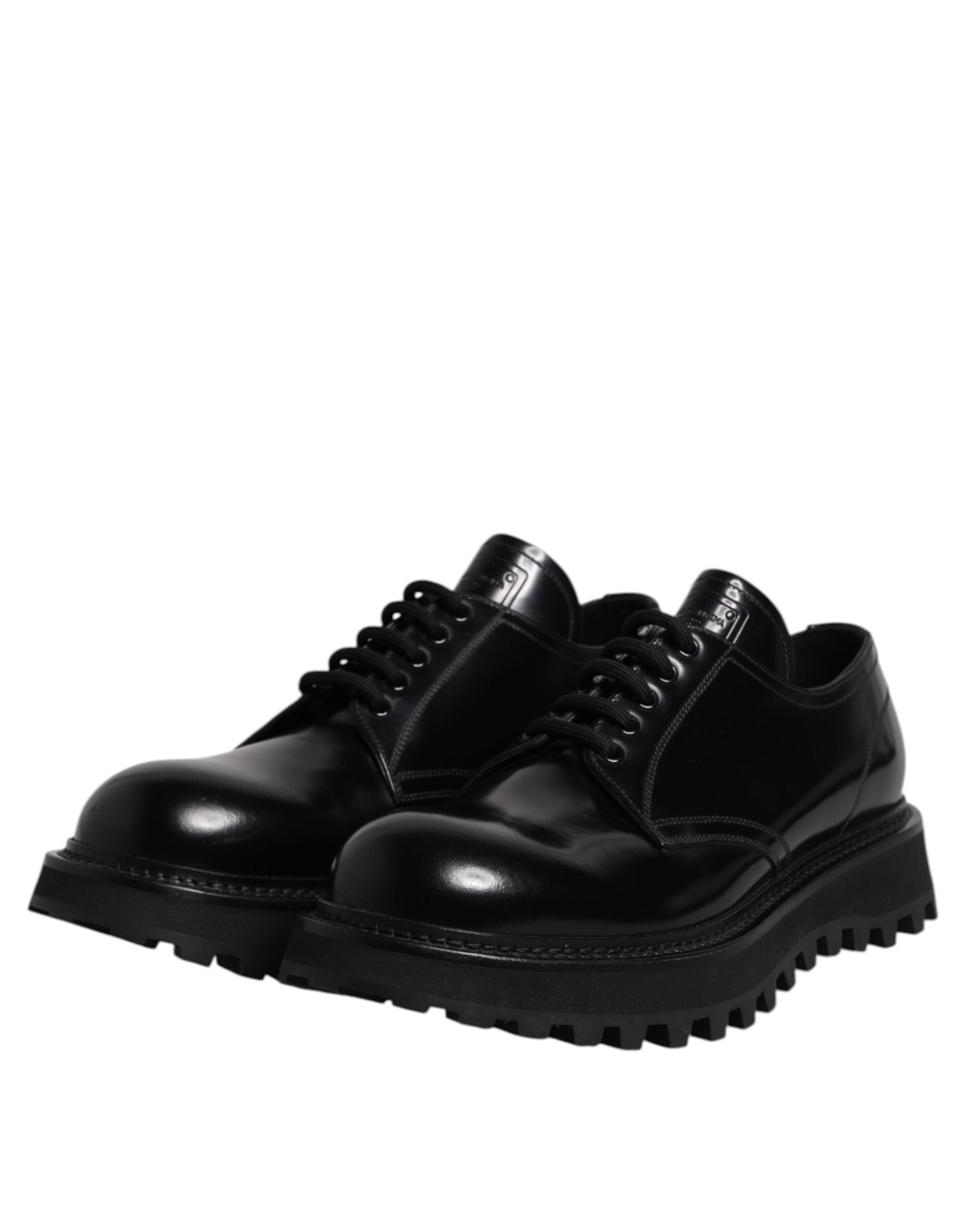 Dolce &amp; Gabbana Black Leather Lace Up Derby Men Dress Shoes