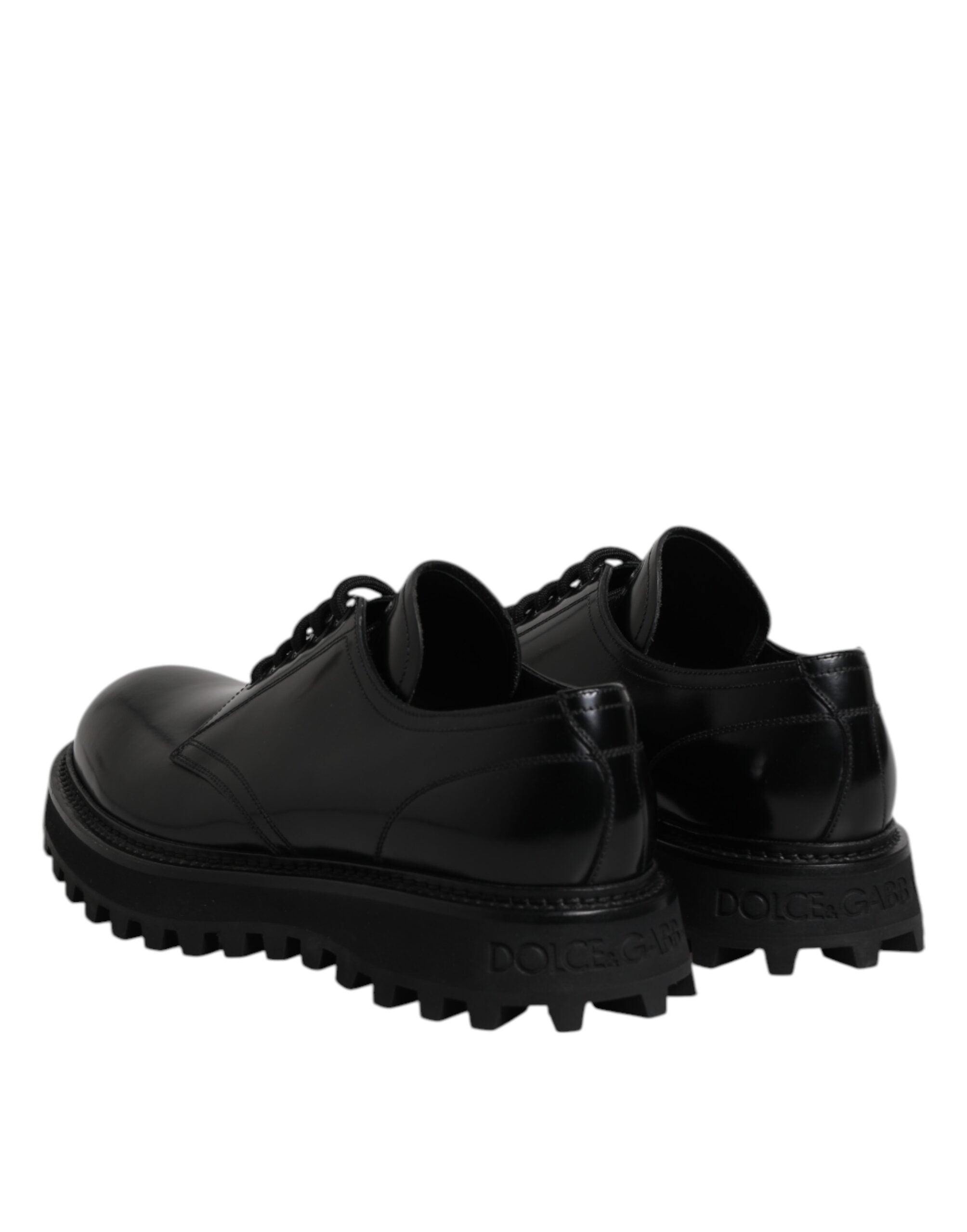 Dolce &amp; Gabbana Black Leather Lace Up Derby Men Dress Shoes
