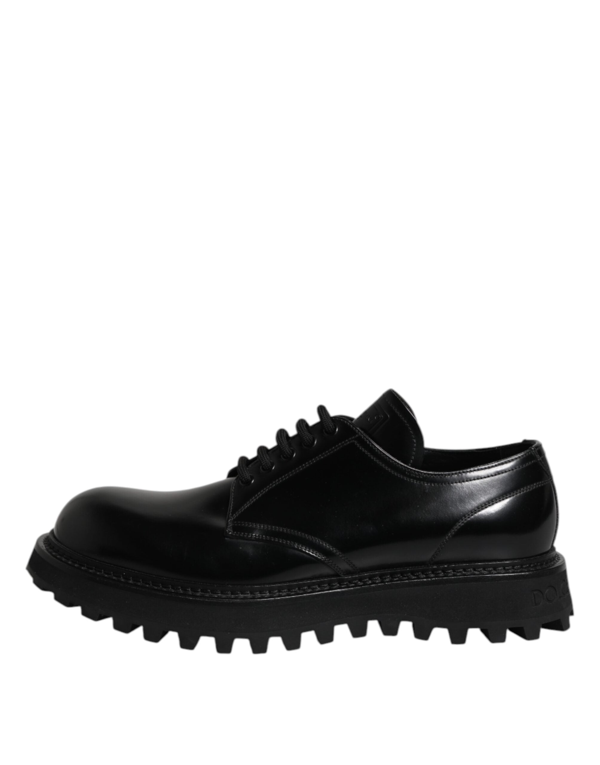 Dolce &amp; Gabbana Black Leather Lace Up Derby Men Dress Shoes