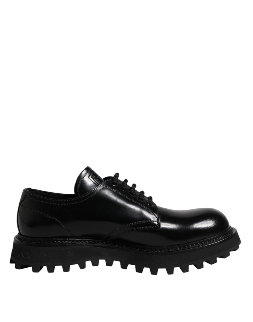 Dolce &amp; Gabbana Black Leather Lace Up Derby Men Dress Shoes