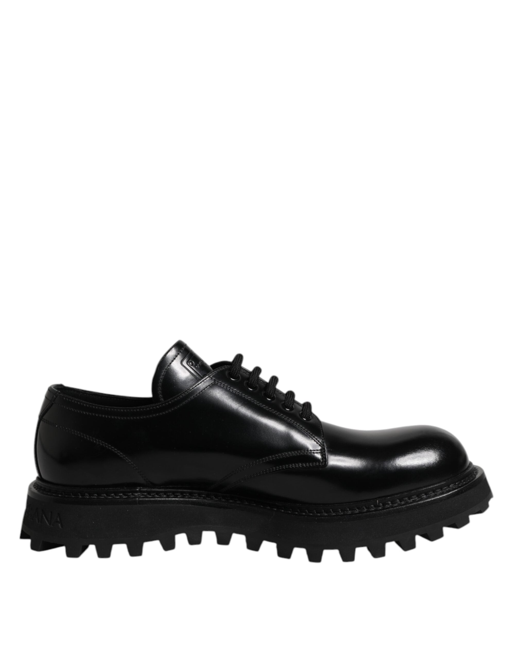 Dolce &amp; Gabbana Black Leather Lace Up Derby Men Dress Shoes