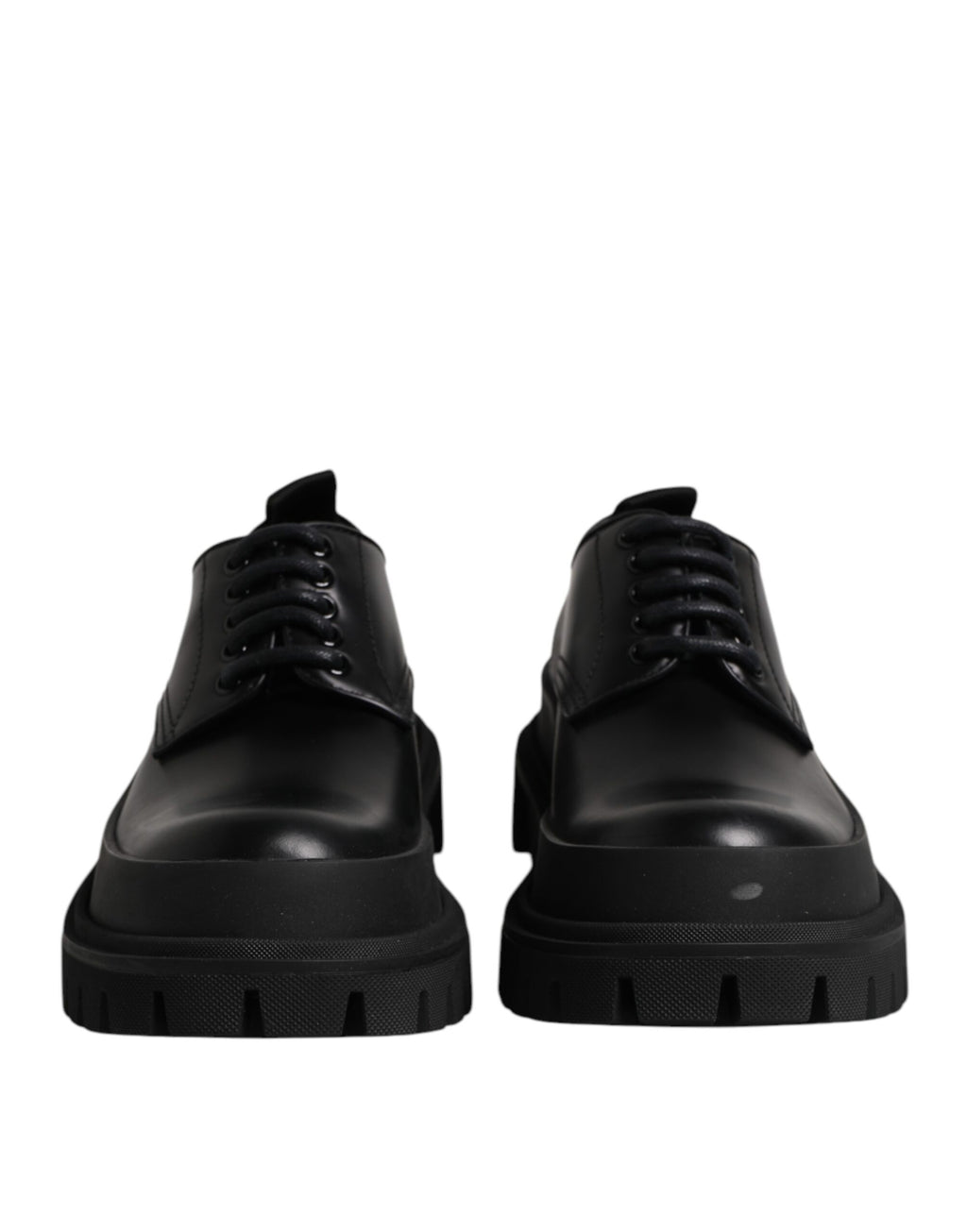 Dolce &amp; Gabbana Black Leather Lace Up Derby Men Dress Shoes