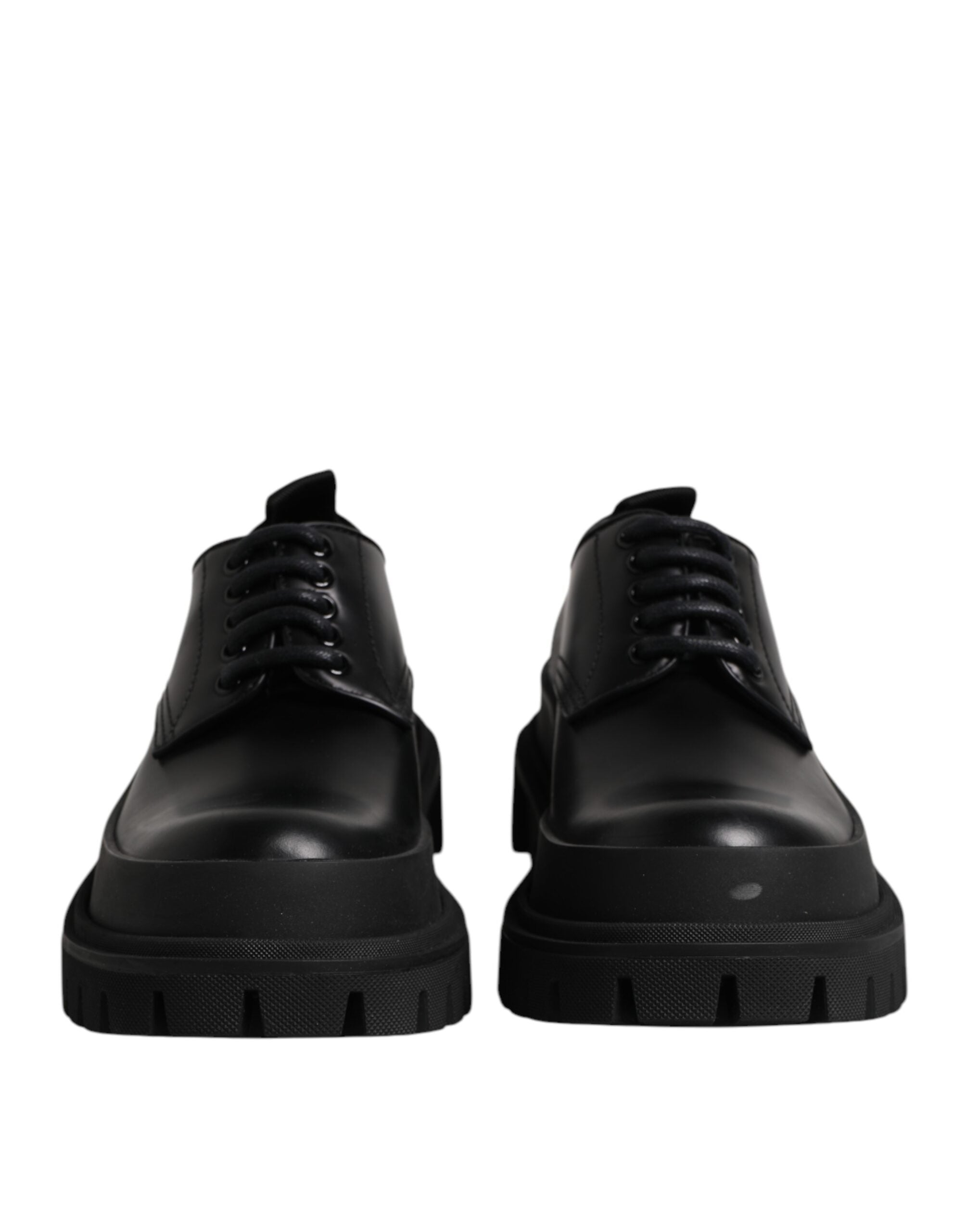 Dolce &amp; Gabbana Black Leather Lace Up Derby Men Dress Shoes