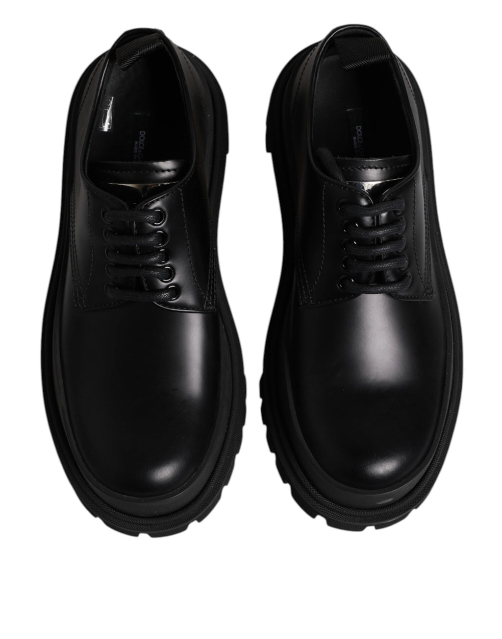 Dolce &amp; Gabbana Black Leather Lace Up Derby Men Dress Shoes