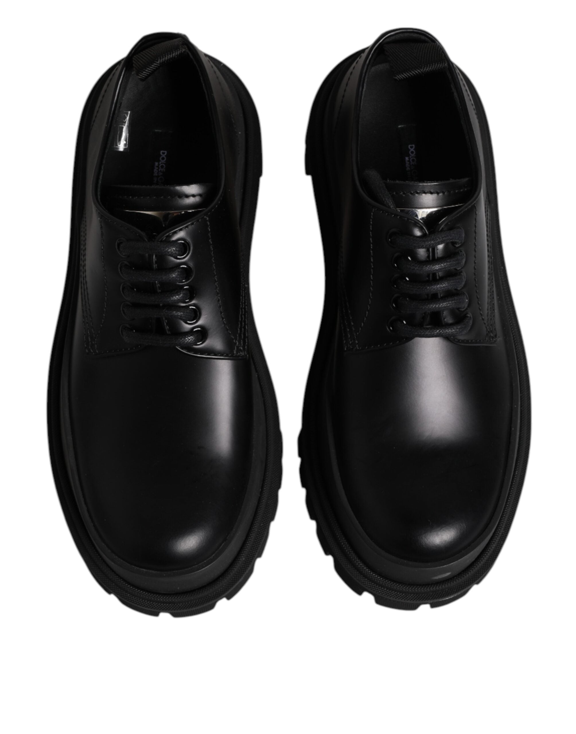 Dolce &amp; Gabbana Black Leather Lace Up Derby Men Dress Shoes