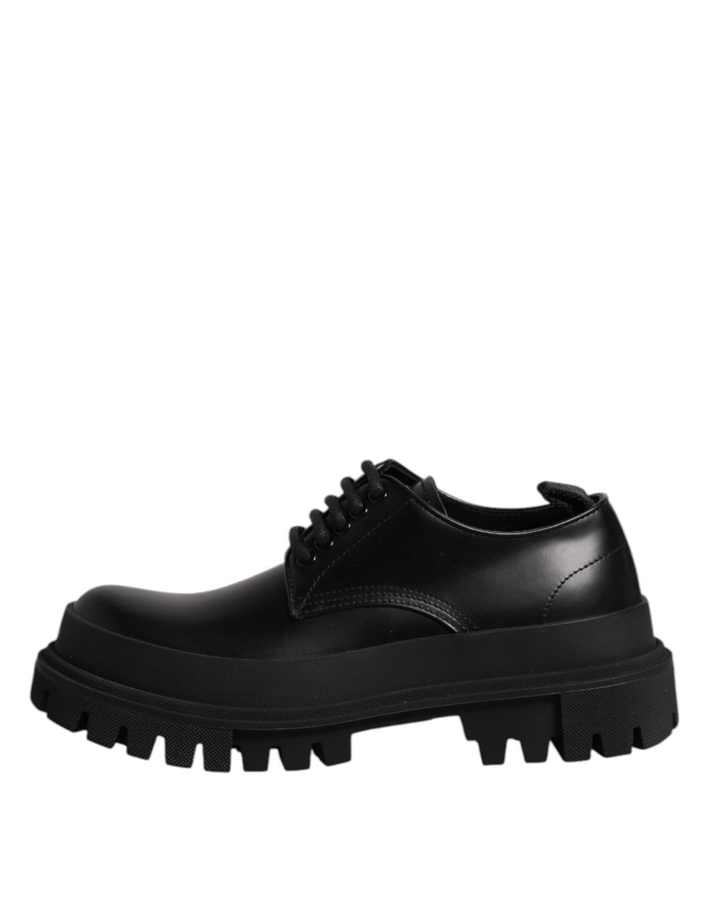 Dolce &amp; Gabbana Black Leather Lace Up Derby Men Dress Shoes