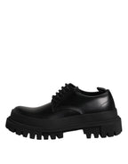 Dolce &amp; Gabbana Black Leather Lace Up Derby Men Dress Shoes