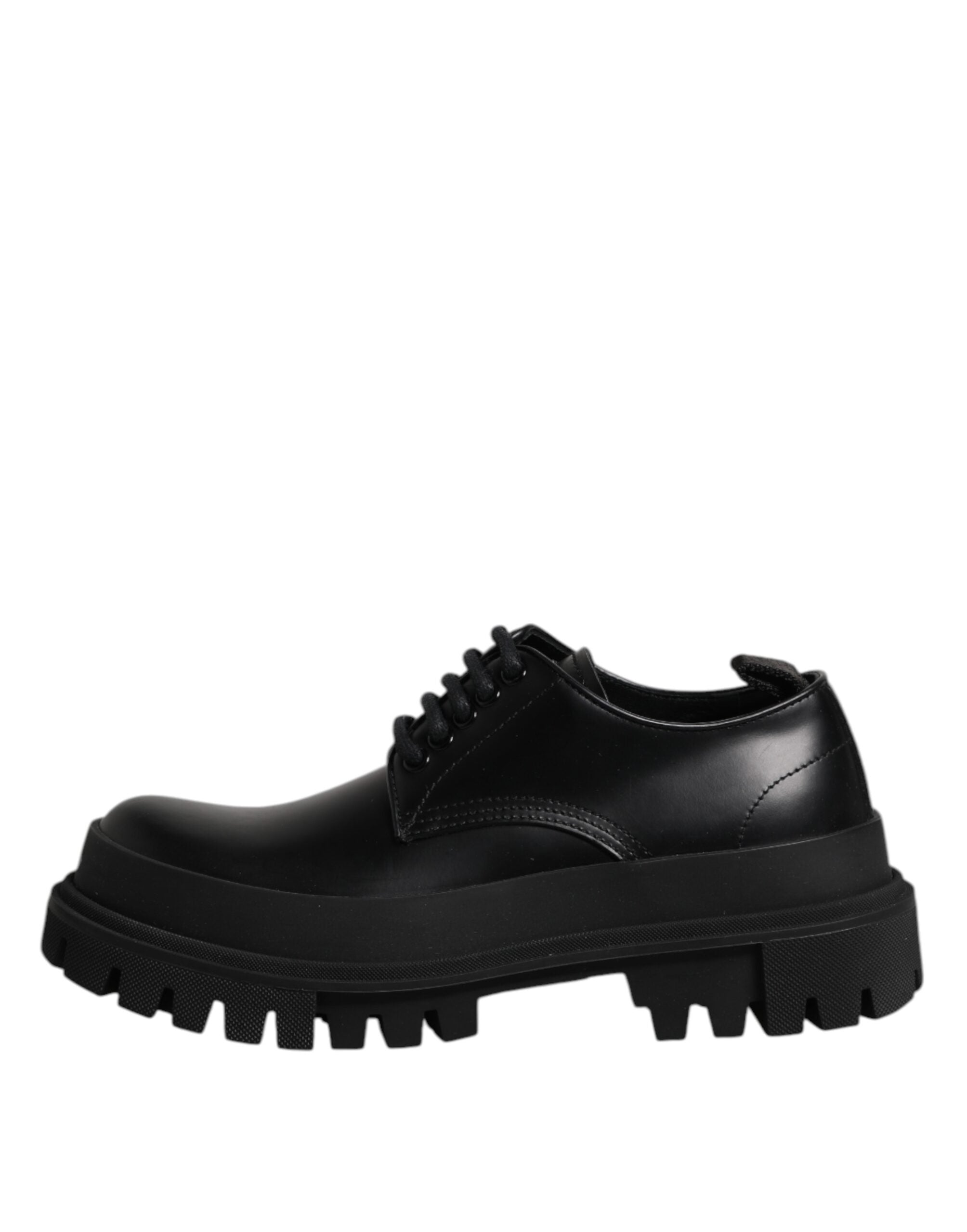 Dolce &amp; Gabbana Black Leather Lace Up Derby Men Dress Shoes