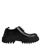 Dolce &amp; Gabbana Black Leather Lace Up Derby Men Dress Shoes