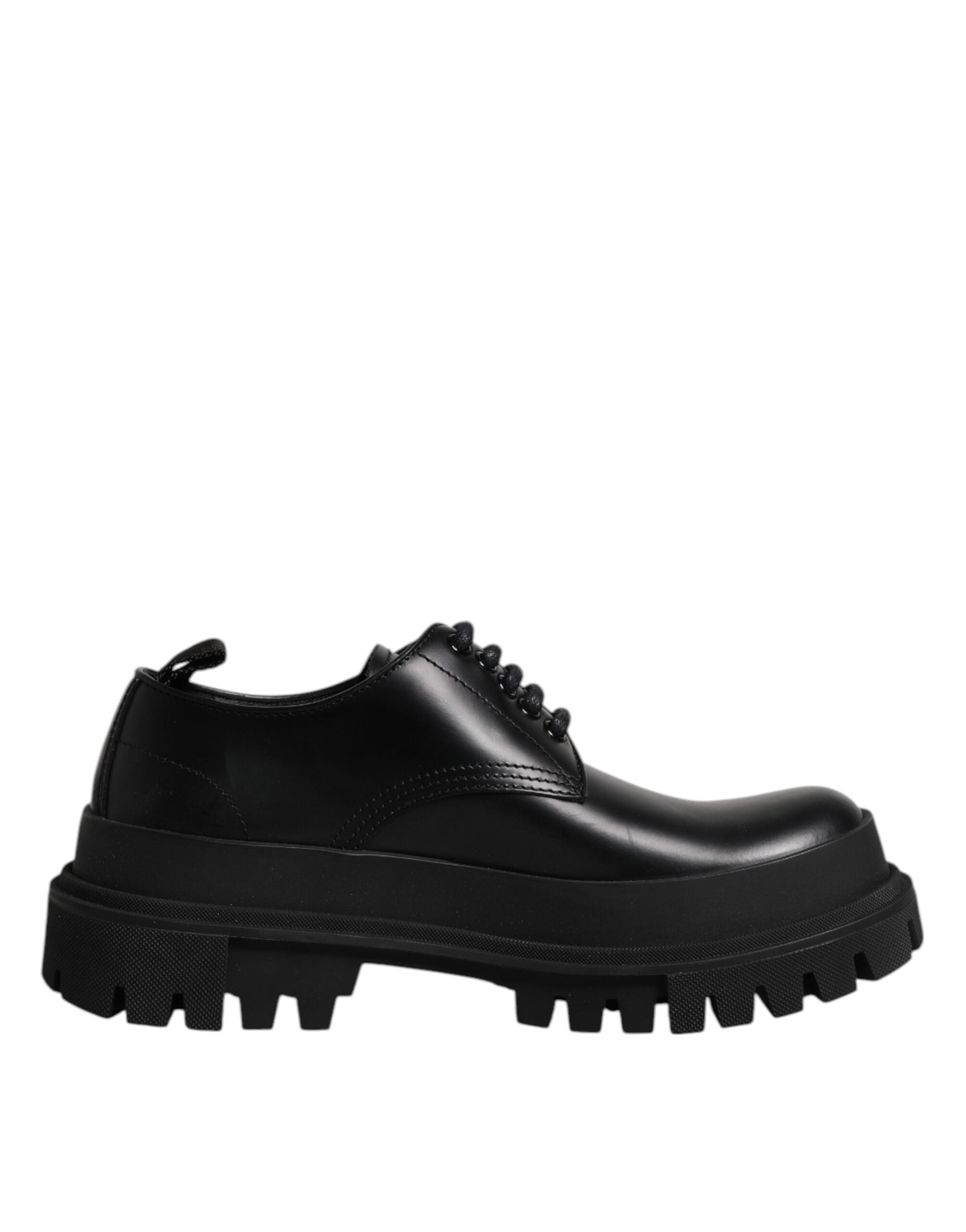 Dolce &amp; Gabbana Black Leather Lace Up Derby Men Dress Shoes