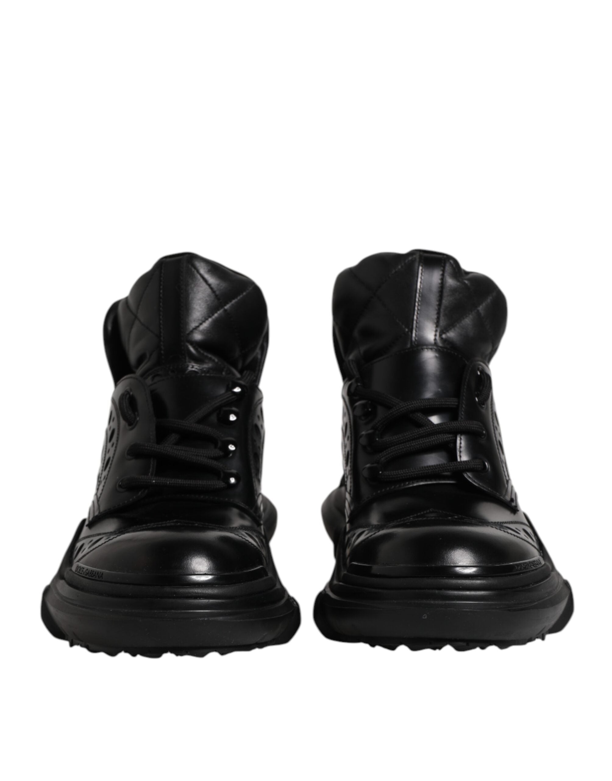 Dolce &amp; Gabbana Black Leather Casual Mens Ankle Boots Shoes