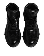 Dolce &amp; Gabbana Black Leather Casual Mens Ankle Boots Shoes