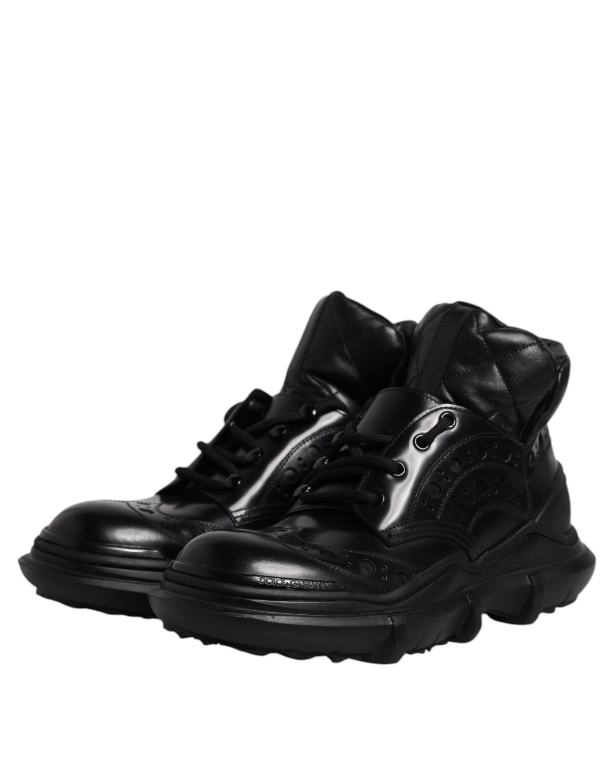 Dolce &amp; Gabbana Black Leather Casual Mens Ankle Boots Shoes
