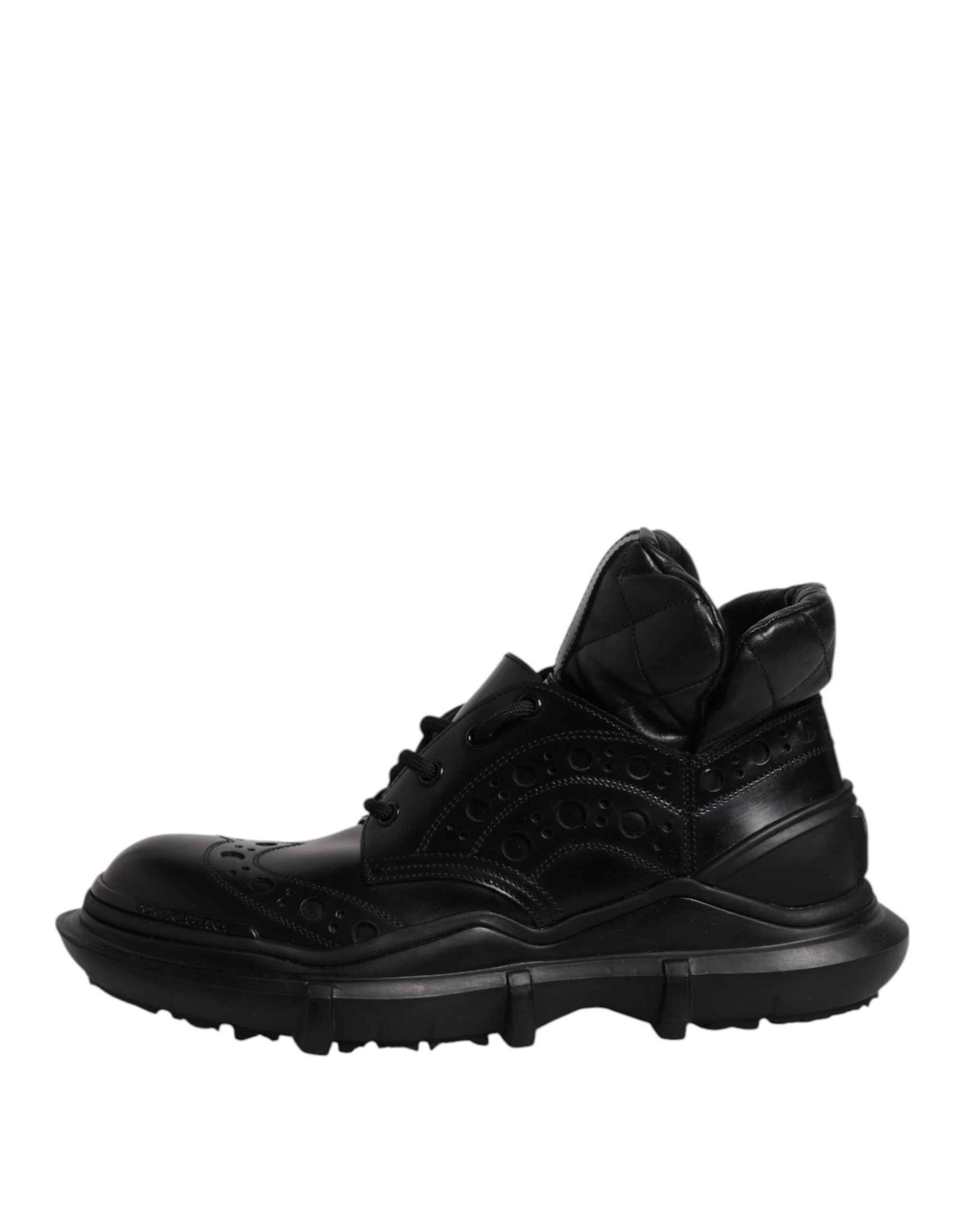 Dolce &amp; Gabbana Black Leather Casual Mens Ankle Boots Shoes