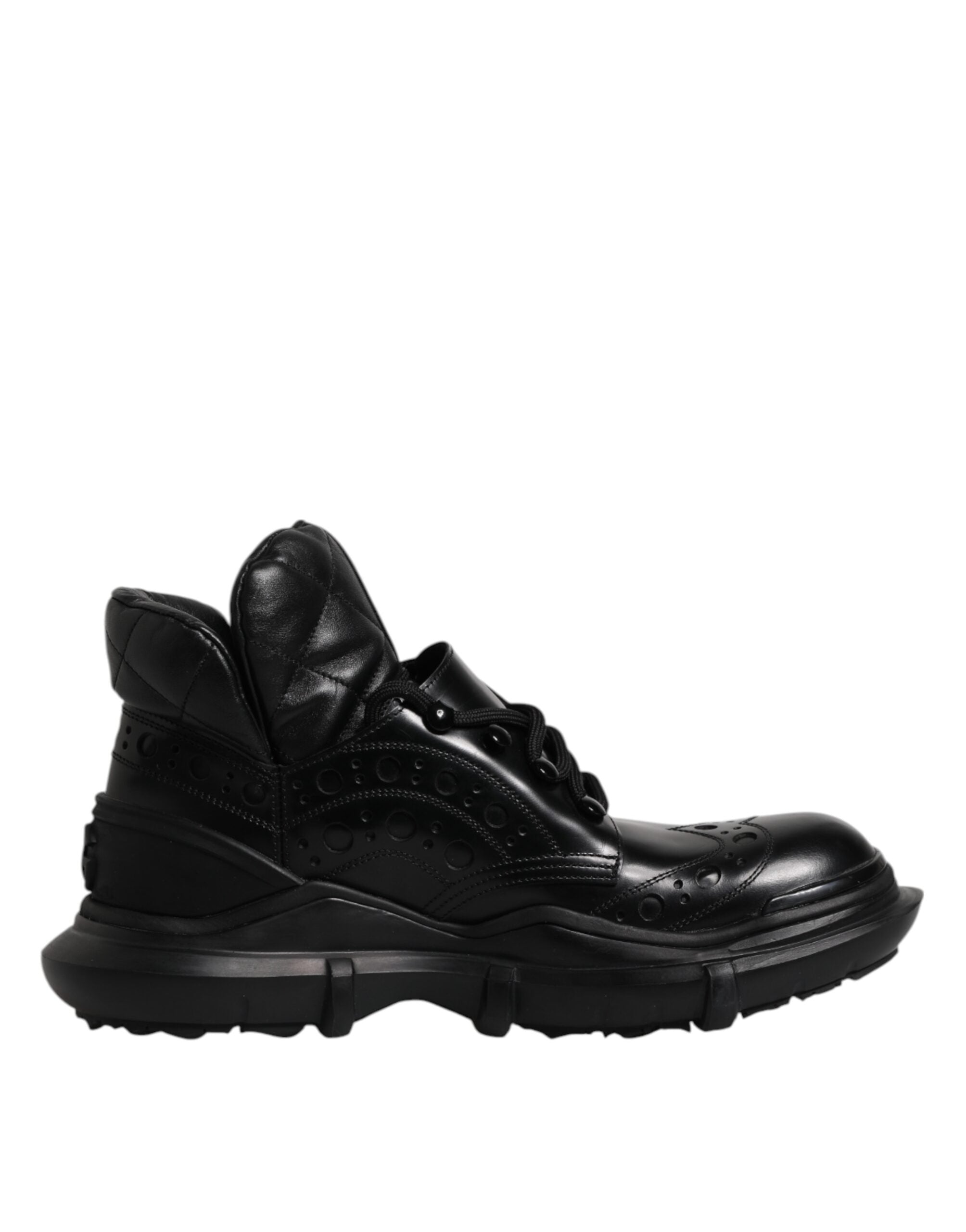 Dolce &amp; Gabbana Black Leather Casual Mens Ankle Boots Shoes