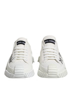 Dolce &amp; Gabbana White Logo Print Lace Up Low Top Sneakers Shoes
