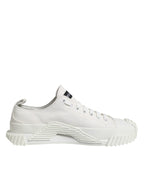 Dolce &amp; Gabbana White Logo Print Lace Up Low Top Sneakers Shoes