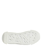 Dolce &amp; Gabbana White Logo Print Lace Up Low Top Sneakers Shoes
