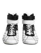 Dolce &amp; Gabbana Black White Leather High Top Sneakers Shoes