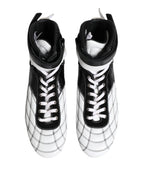 Dolce &amp; Gabbana Black White Leather High Top Sneakers Shoes