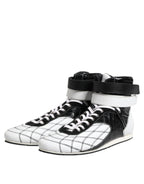 Dolce &amp; Gabbana Black White Leather High Top Sneakers Shoes