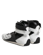 Dolce &amp; Gabbana Black White Leather High Top Sneakers Shoes