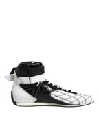 Dolce &amp; Gabbana Black White Leather High Top Sneakers Shoes
