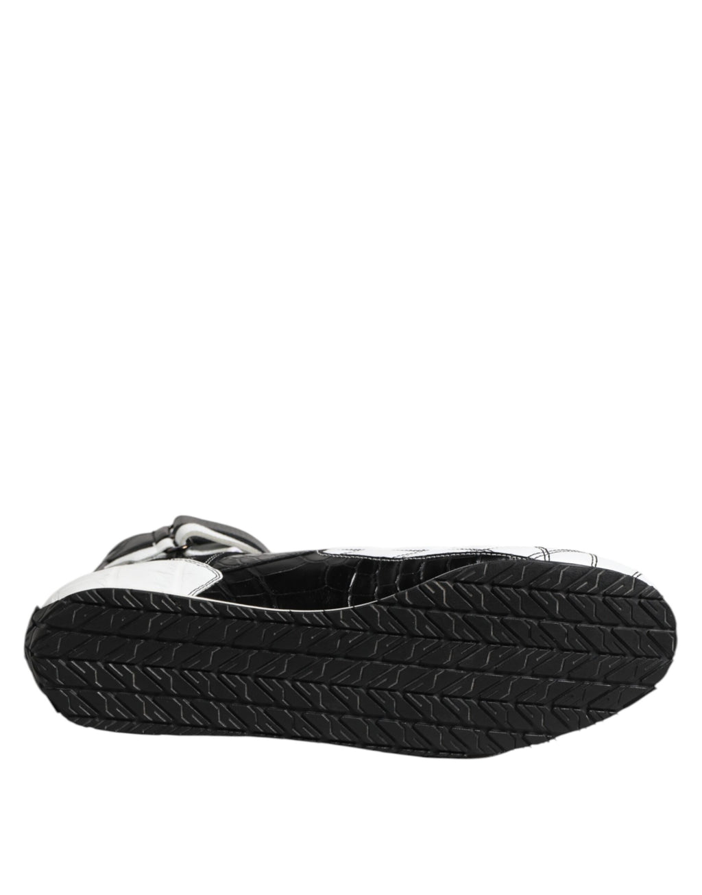 Dolce &amp; Gabbana Black White Leather High Top Sneakers Shoes