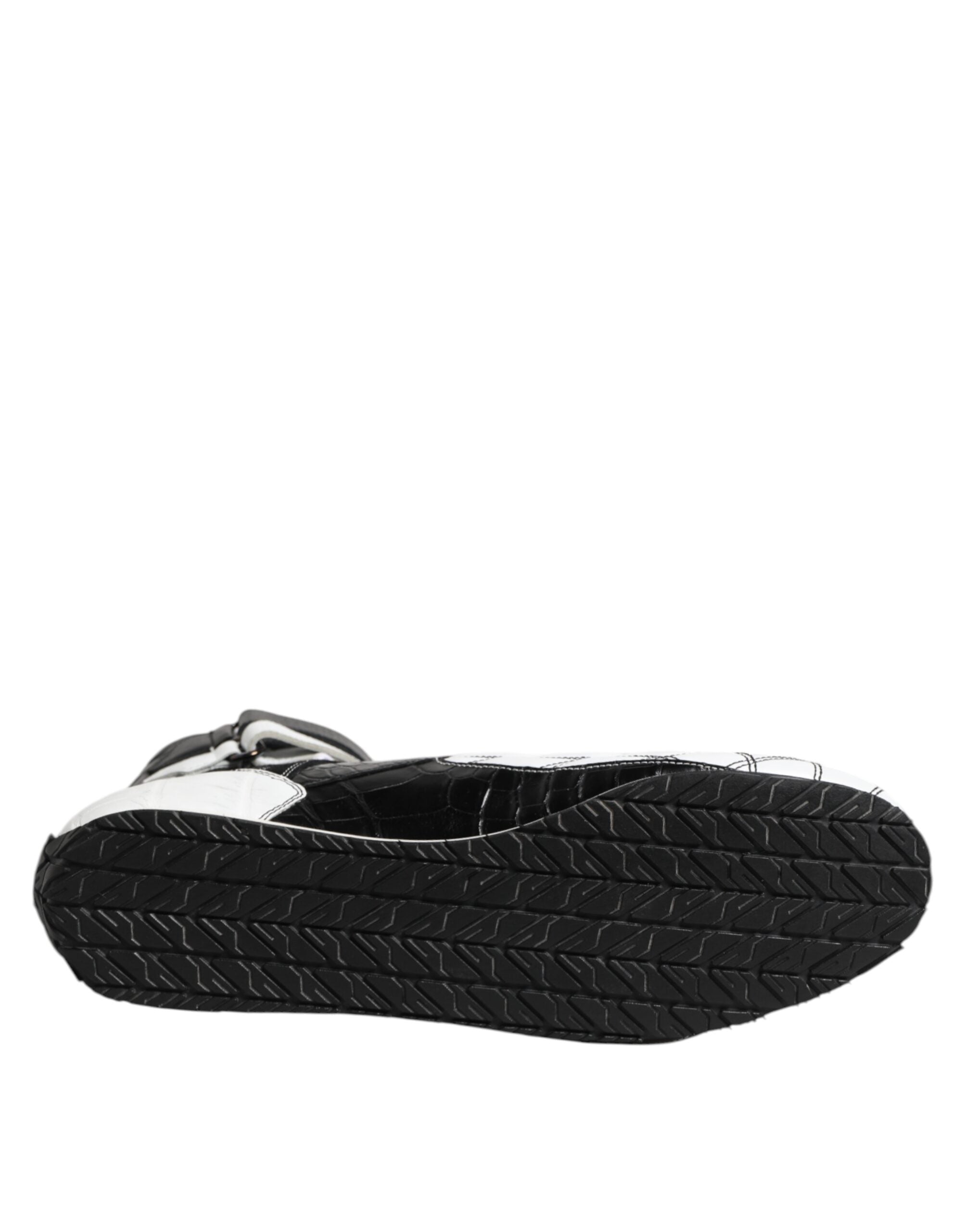 Dolce &amp; Gabbana Black White Leather High Top Sneakers Shoes