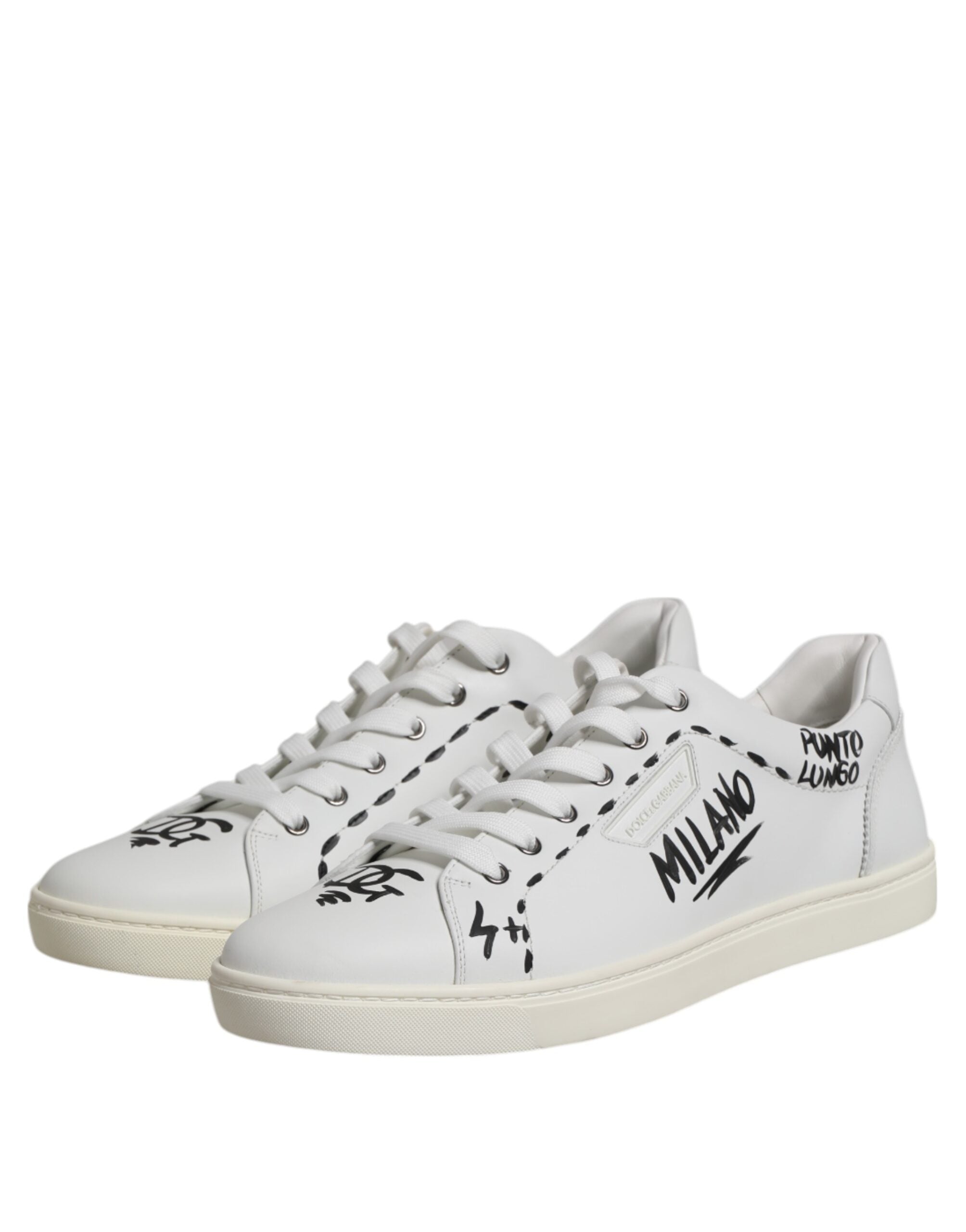 Dolce &amp; Gabbana White London Calf Leather Men Sneakers Shoes