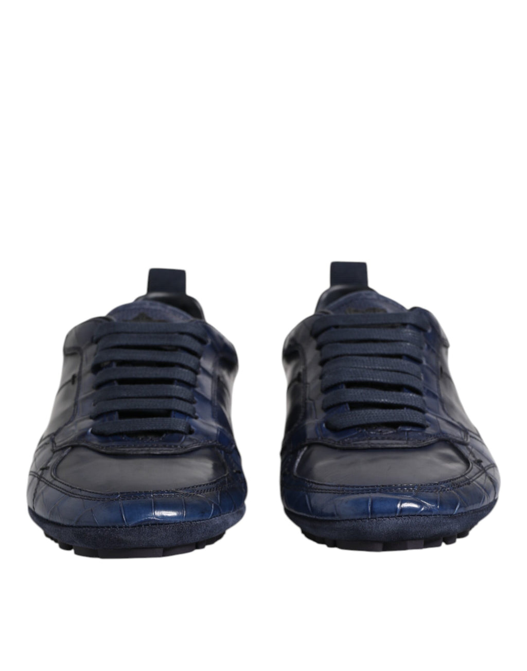 Dolce &amp; Gabbana Dark Blue Leather Low Top Men Sneakers Shoes
