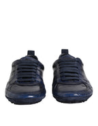 Dolce &amp; Gabbana Dark Blue Leather Low Top Men Sneakers Shoes