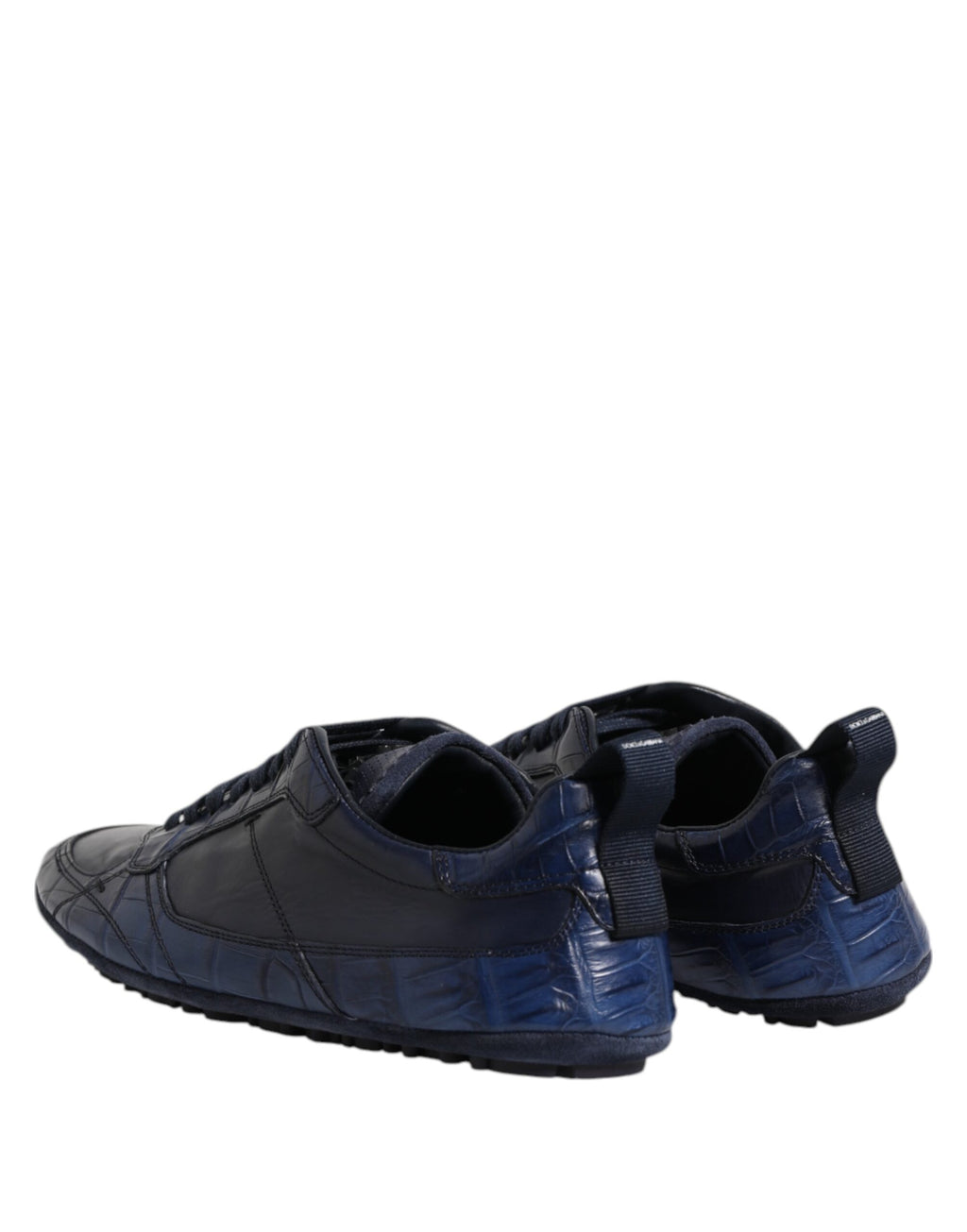 Dolce &amp; Gabbana Dark Blue Leather Low Top Men Sneakers Shoes