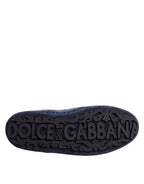 Dolce &amp; Gabbana Dark Blue Leather Low Top Men Sneakers Shoes