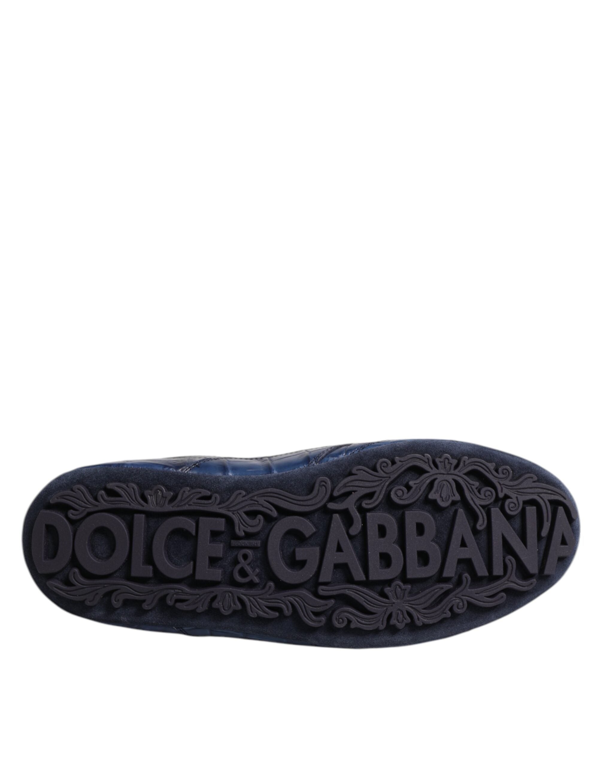 Dolce &amp; Gabbana Dark Blue Leather Low Top Men Sneakers Shoes
