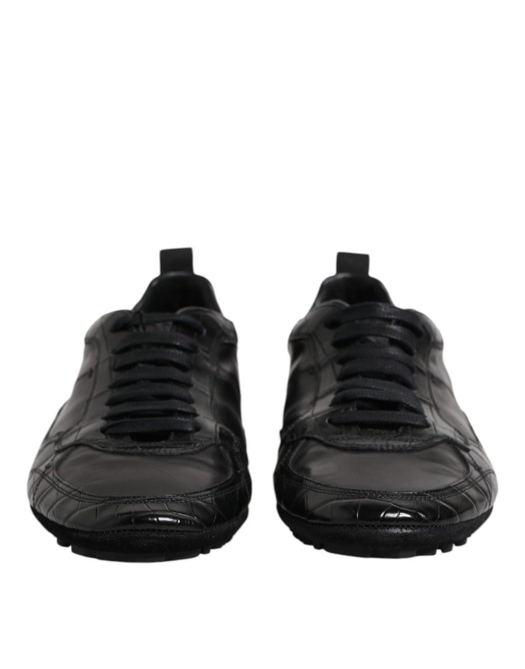 Dolce &amp; Gabbana Black Exotic Leather Low Top Sneakers Shoes