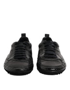 Dolce &amp; Gabbana Black Exotic Leather Low Top Sneakers Shoes
