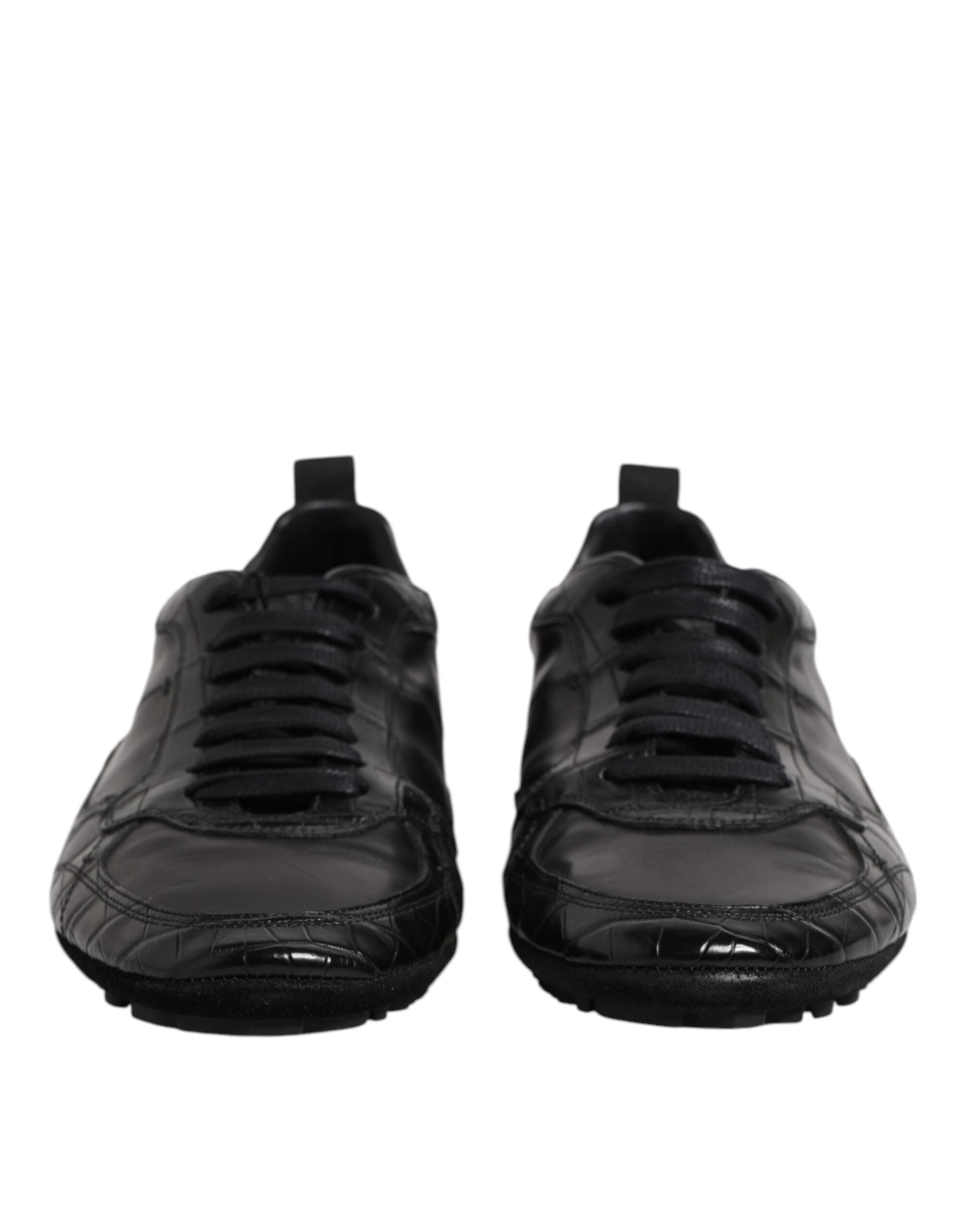 Dolce &amp; Gabbana Black Exotic Leather Low Top Sneakers Shoes