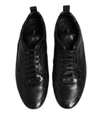 Dolce &amp; Gabbana Black Exotic Leather Low Top Sneakers Shoes